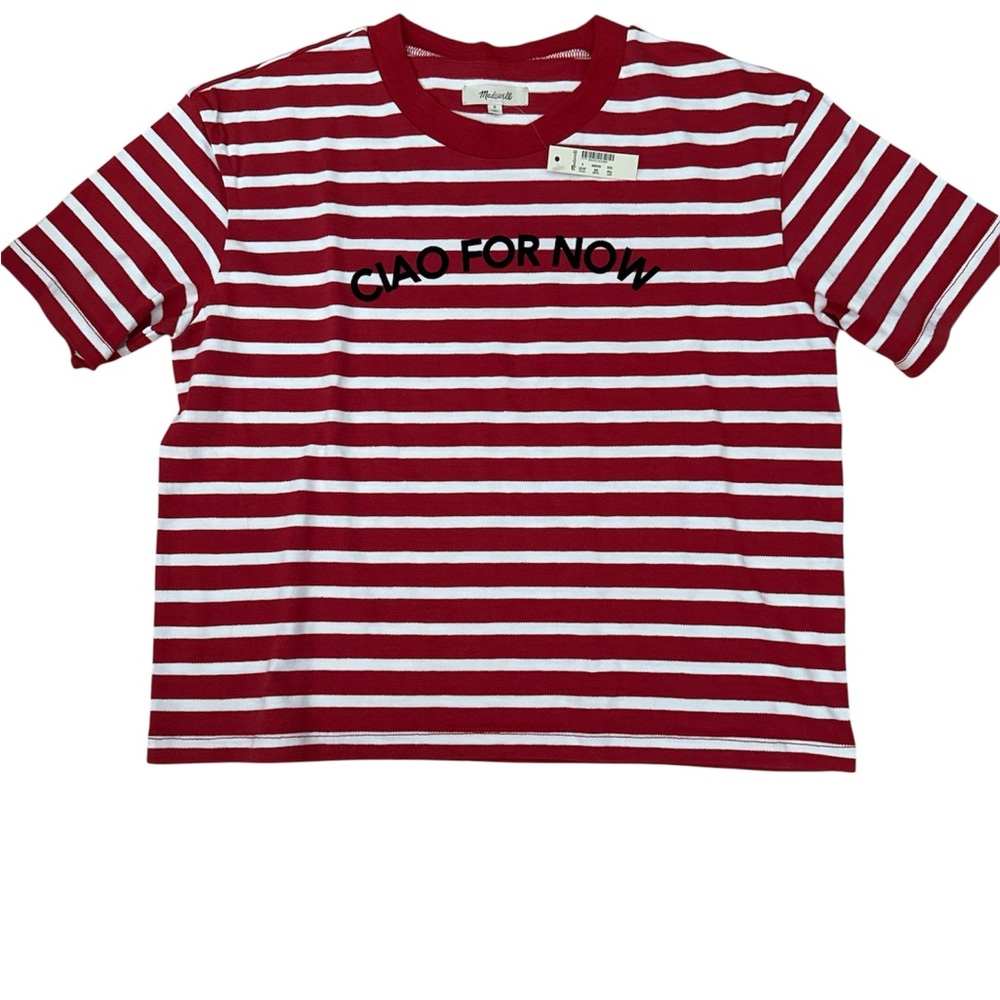 NWT- MADEWELL Red And White Striped Cropped Top - Picture 3 of 3